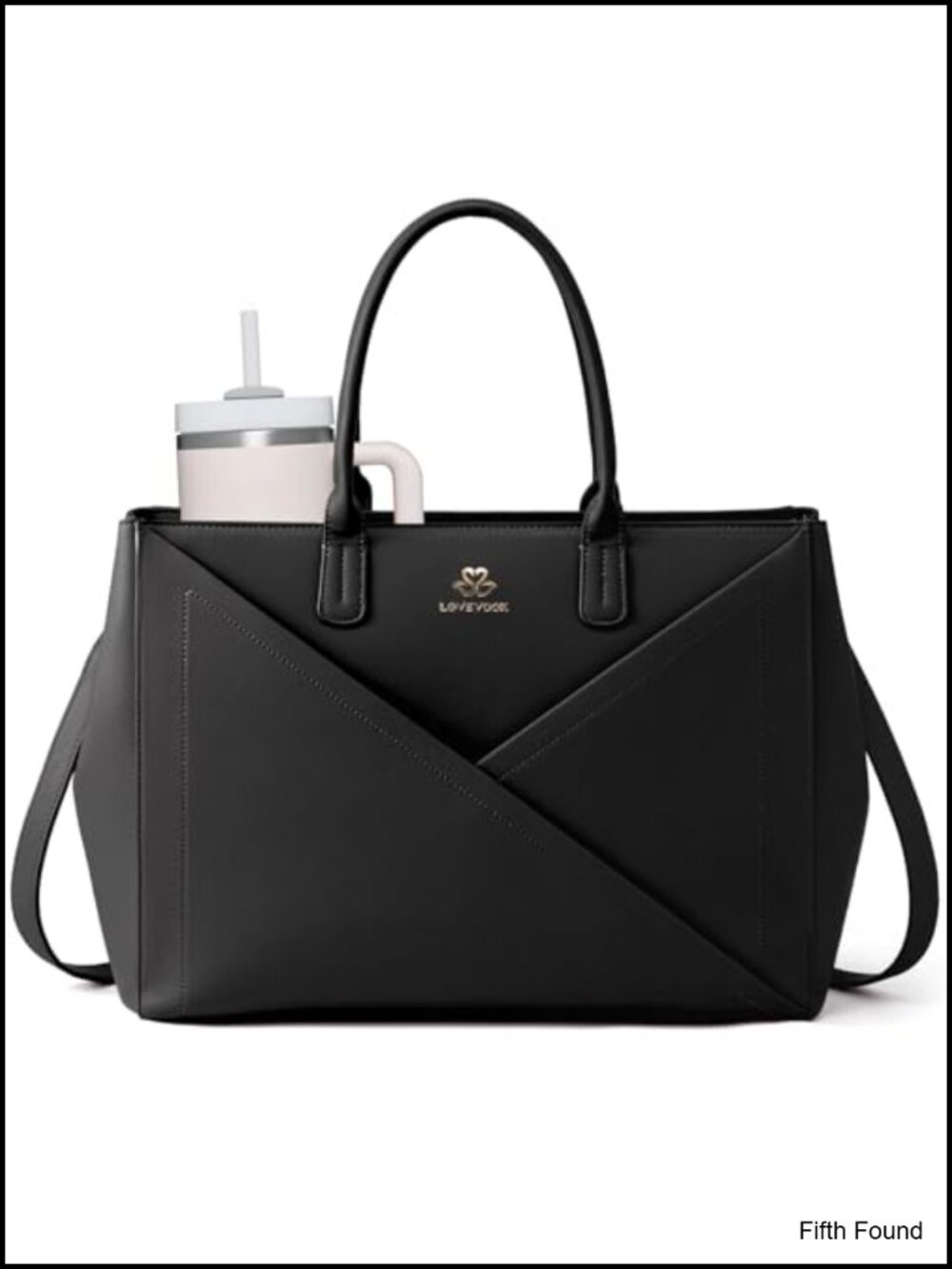 Laptop Work Tote Bag PU Leather Large Cup Holder 16 In